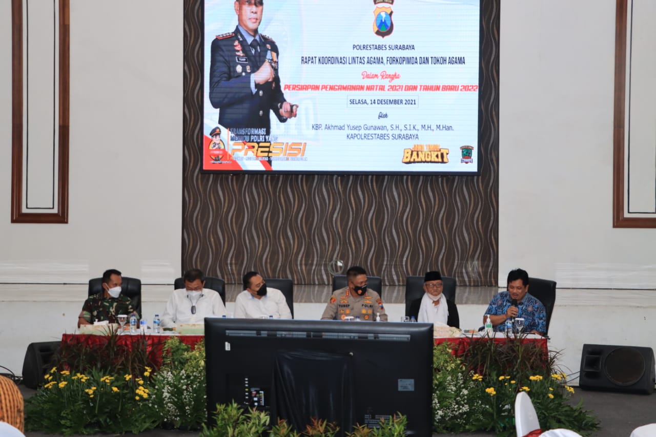 Polrestabes Surabaya Bersama Forkopimda Gandeng Elemen Masyarakat Untuk Ciptakan Surabaya Aman Pada Perayaan Nataru