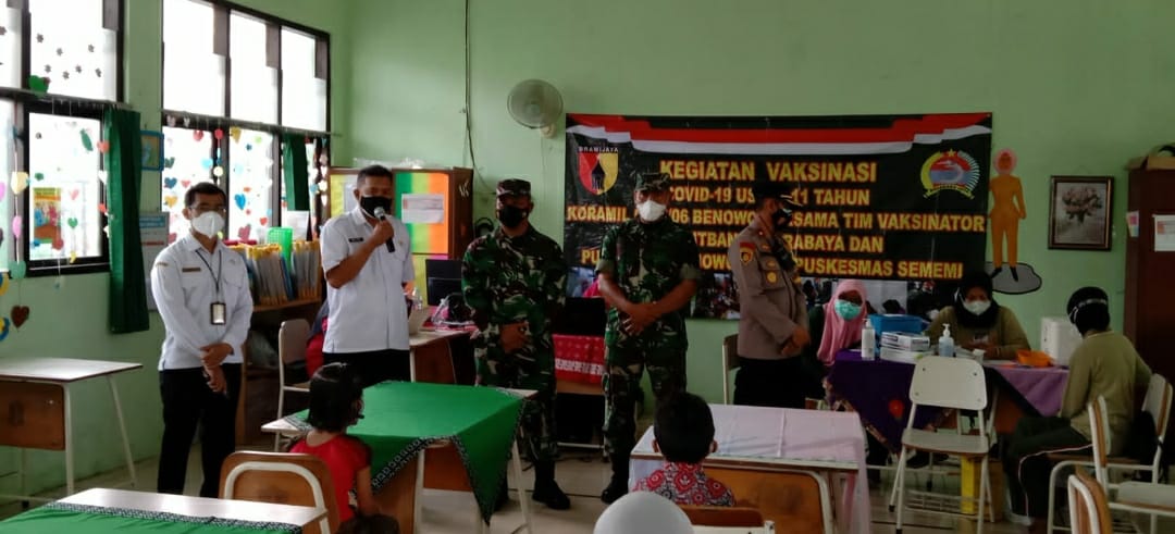 Dandim 0830/Surabaya Utara Tinjau Langsung Vaksinasi Covid-19 Anak Usia 6–11 Tahun