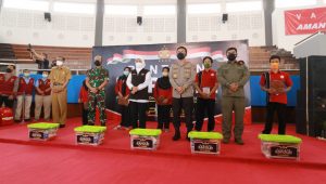 Presiden RI dan Kapolri Ikuti Vaksinasi Serentak Secara Virtual yang Digelar Forkopimda Jatim