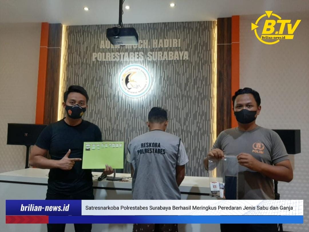 Satresnarkoba Polrestabes Surabaya Berhasil Meringkus Peredaran Jenis Sabu dan Ganja