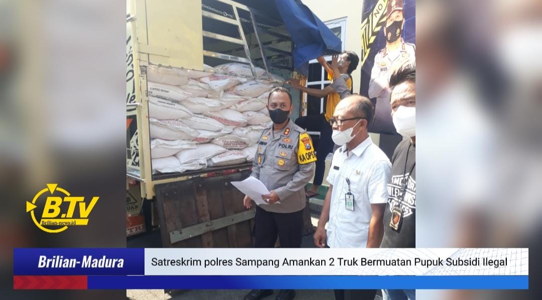 Satreskrim Polres Sampang Amankan 2 Truk Bermuatan Pupuk Subsidi Ilegal