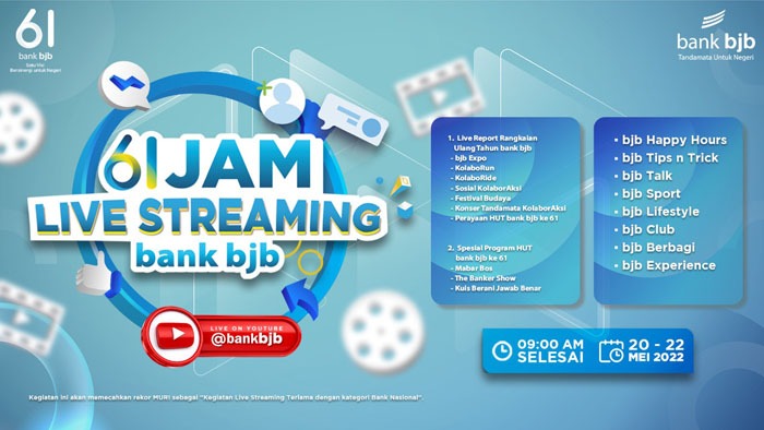bank bjb Siap Pecahkan Rekor MURI, Live Streaming 61 Jam Non Stop