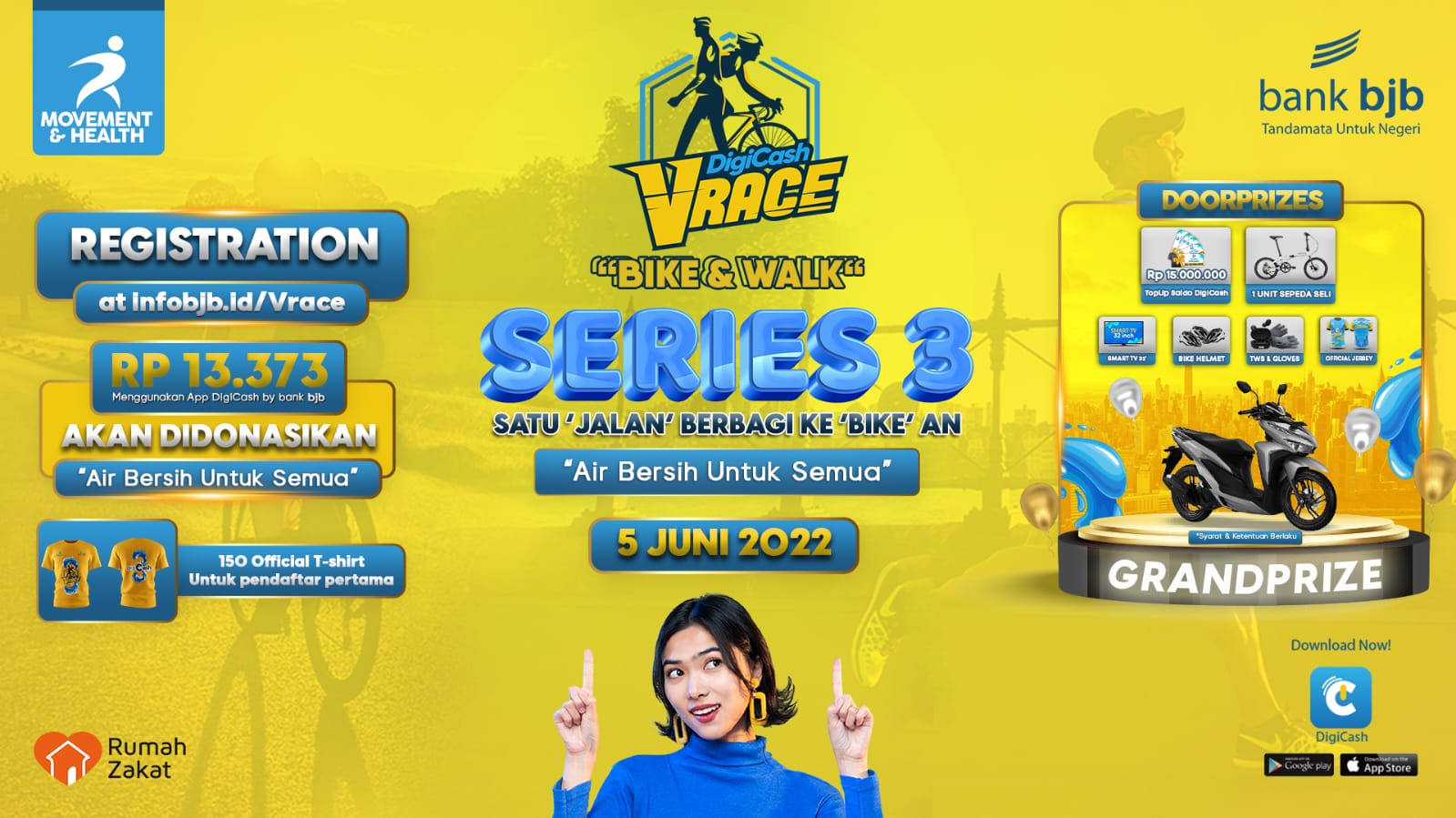 Olahraga Sambil Donasi Bersama DigiCash VRace Bike & Walk Series 3
