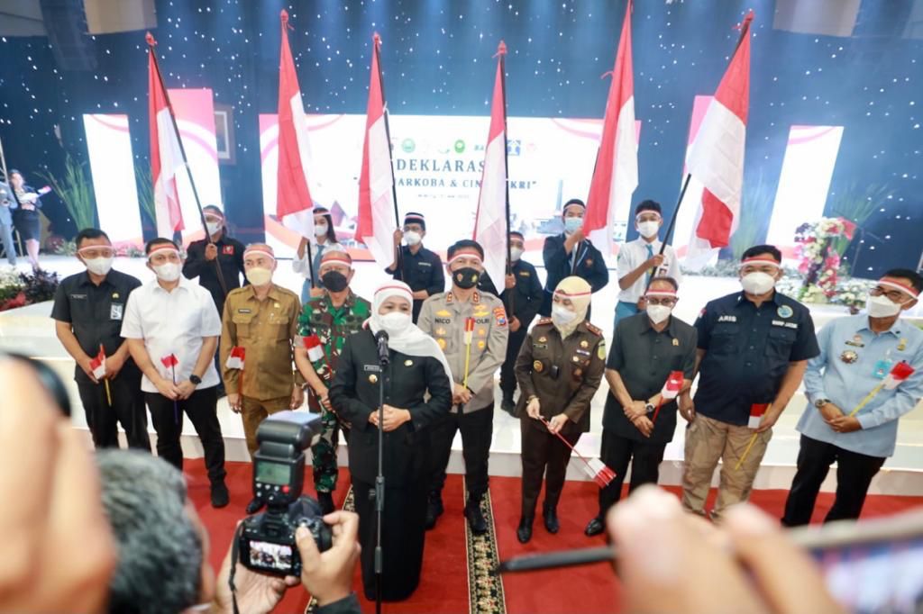 Forkopimda Jatim dan Elemen Masyarakat dari 7 Kabupaten/Kota Deklarasi Anti Narkoba dan Cinta NKRI di Universitas Negeri Malang