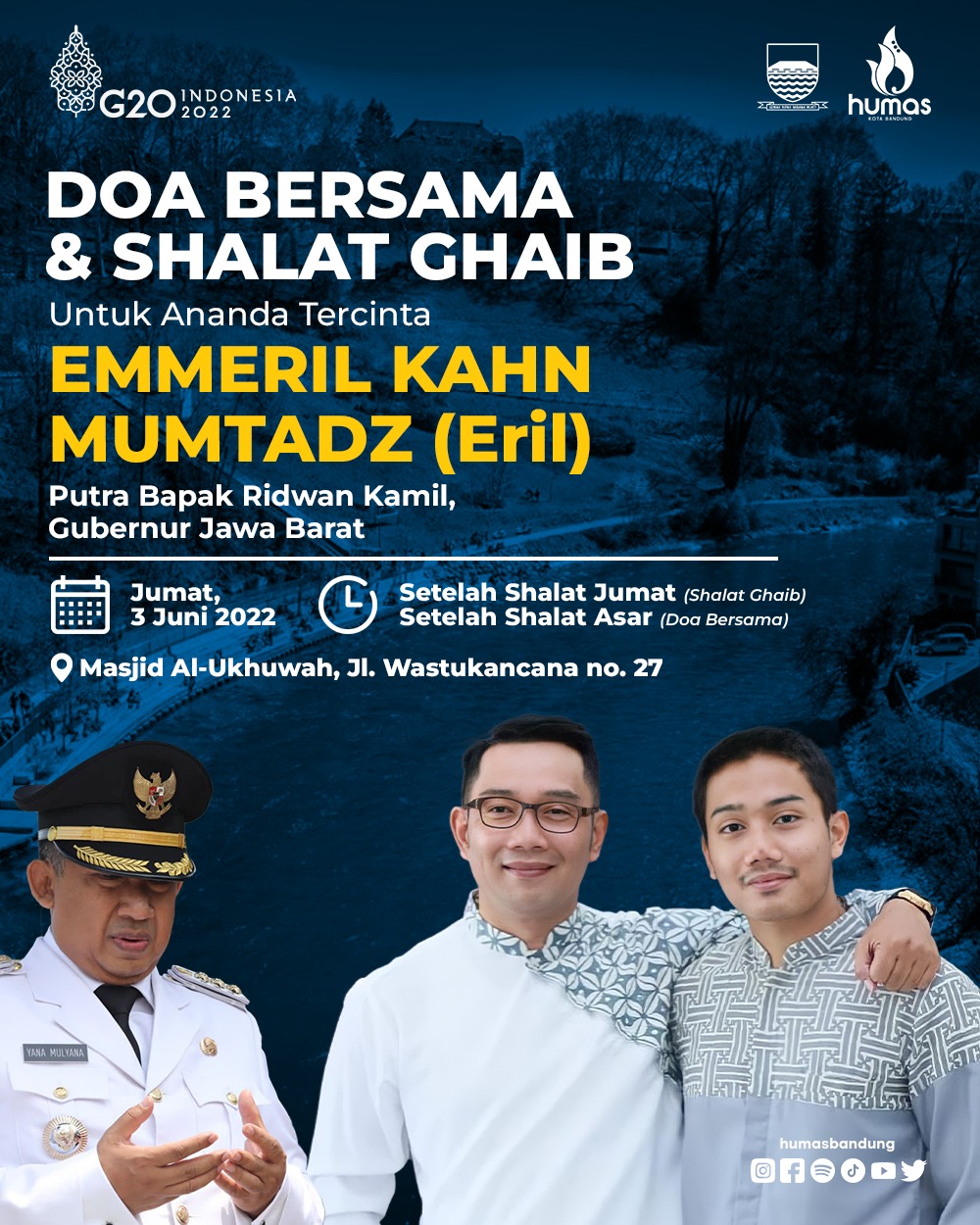 Keluarga Ridwan Kamil Nyatakan Eril Telah Wafat, Wali Kota Bandung Turut Berduka