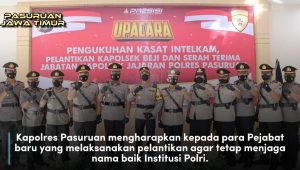Kapolres Pasuruan Pimpin Upacara Sertijab Kapolsek Jajaran Polres Pasuruan