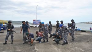 Simulasi Dukung Pengamanan KTT G-20 Di Bali, LANAL Banyuwangi Berkolaborasi Dengan Unsur Maritim Banyuwangi