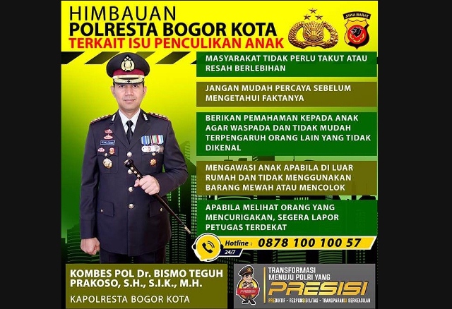 Sikapi Isu Penculikan di Medsos, Inilah Himbauan Kapolresta Bogor ke Warga