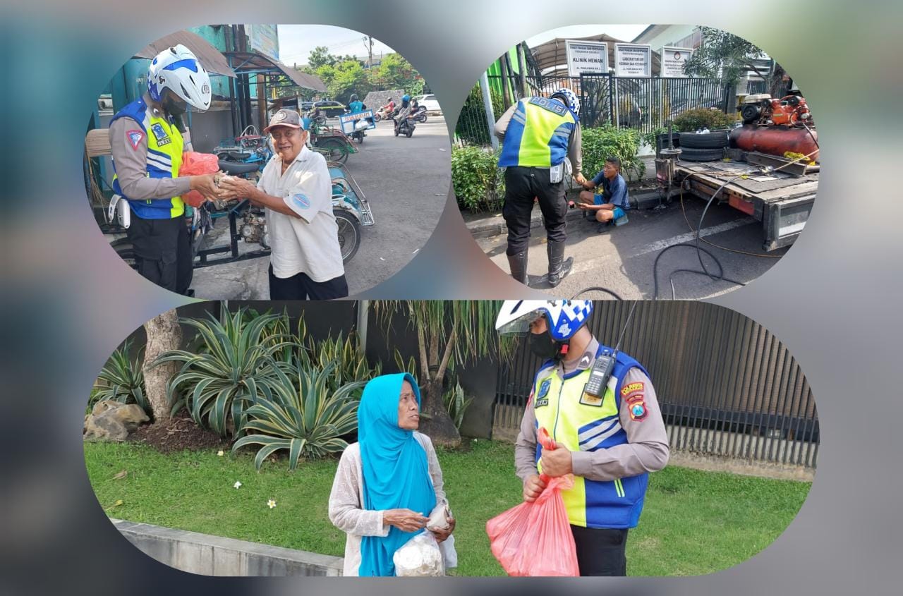 Anggota Satlantas Polresta Sidoarjo ; Indahnya Berbagi Terhadap Sesama