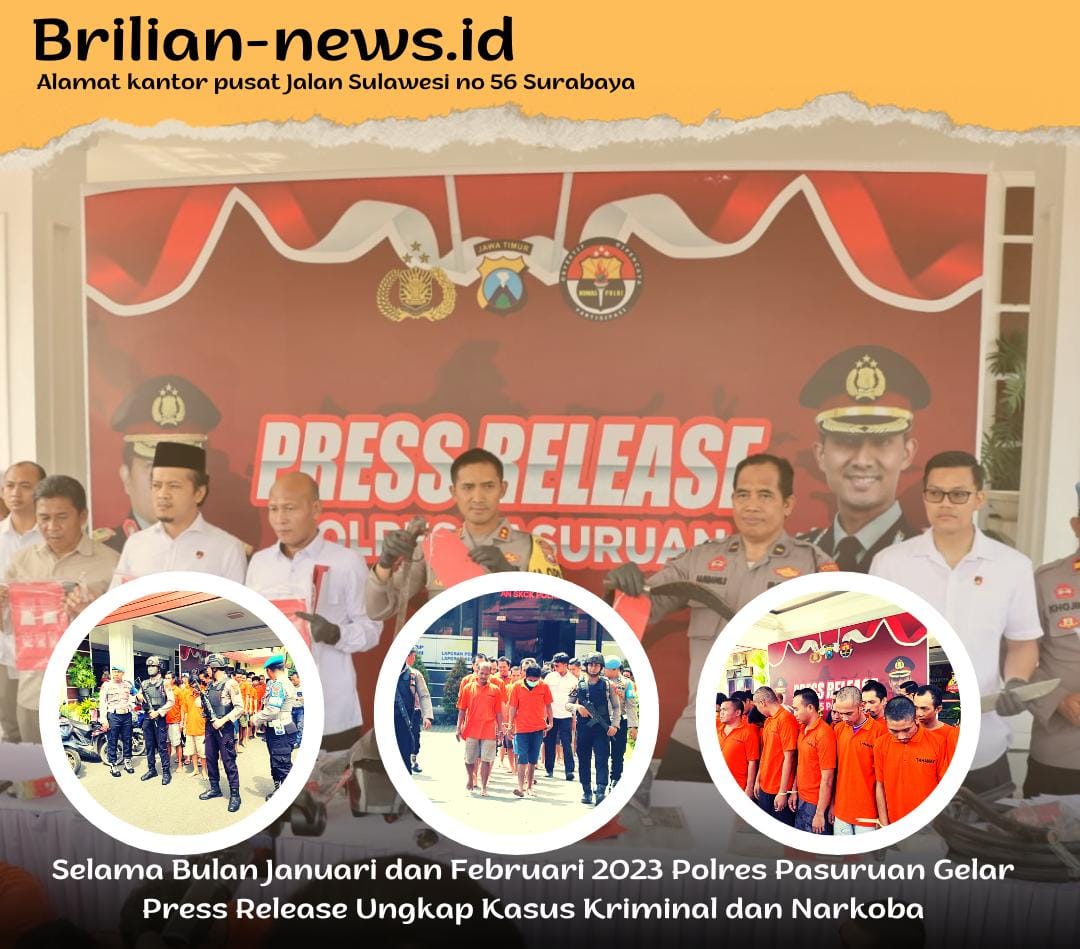 Polres Pasuruan Gelar Press Release Ungkap Kasus Kriminal dan Narkoba