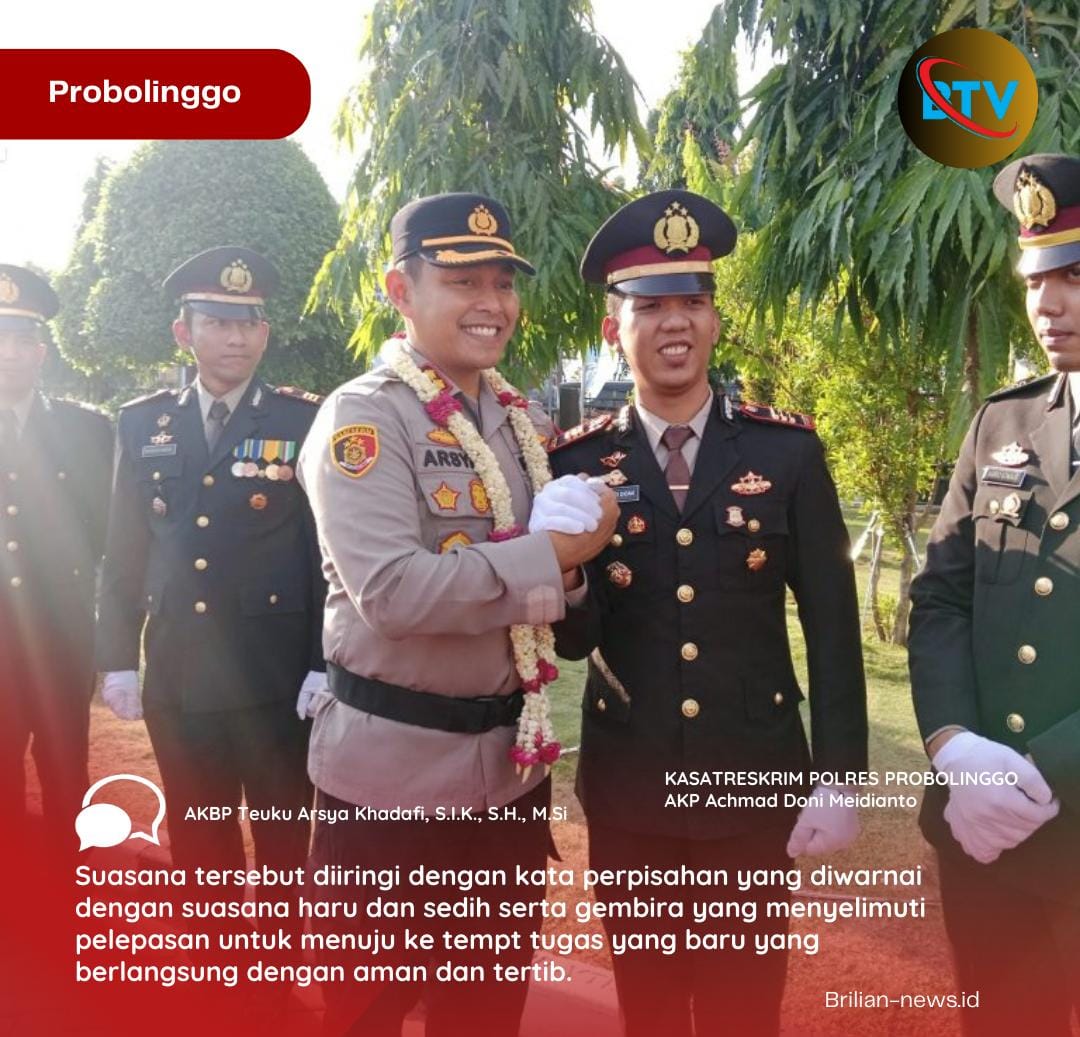 Seluruh Jajaran Polres Probolinggo Melaksanakan Pelepasan Kapolres Lama Menuju Tempat Tugas Baru