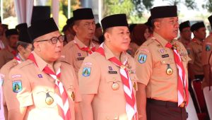 Kapolres Gresik Hadiri Peringatan Hari Pramuka Ke 62 di Halaman Kantor Bupati Gresik