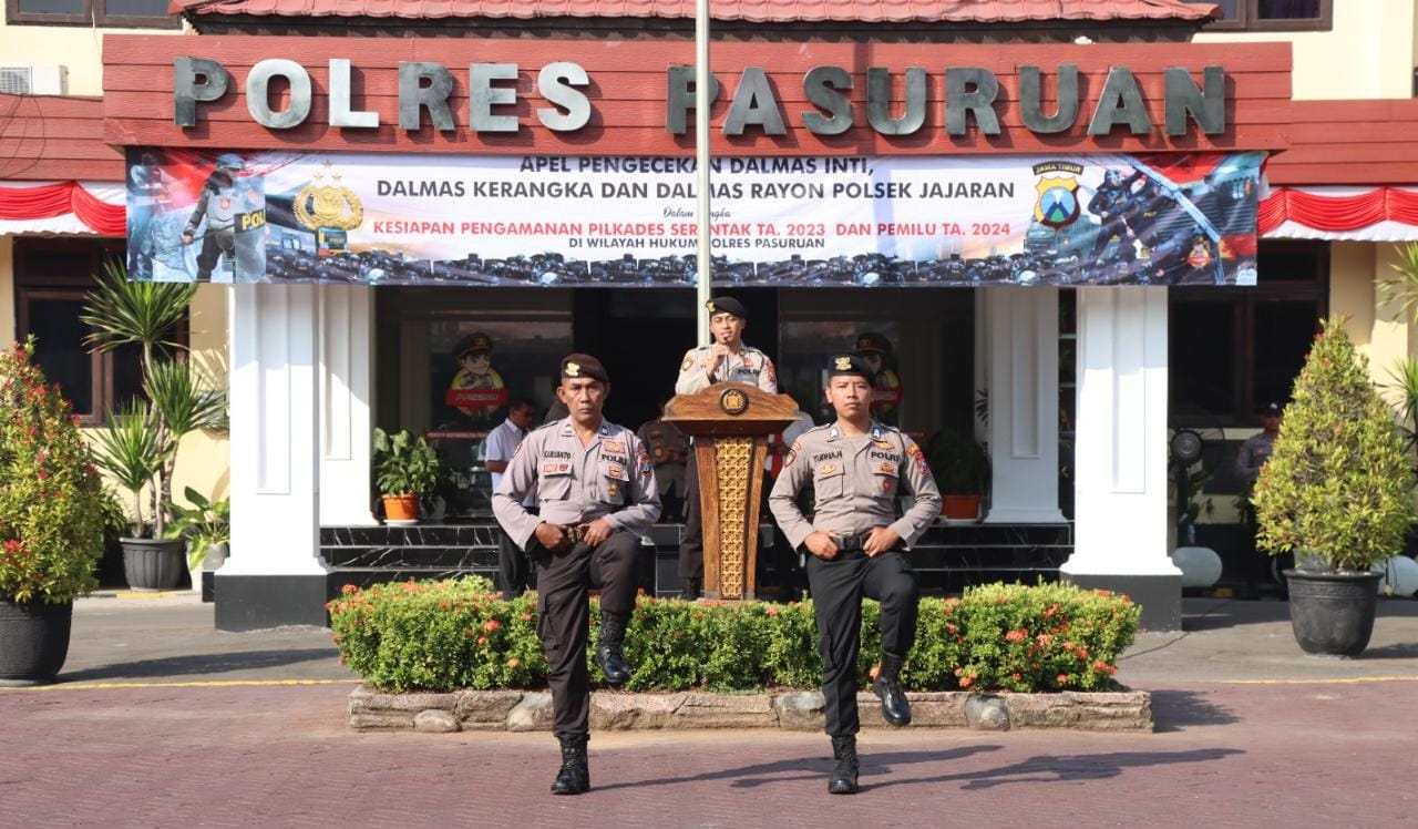 Kapolres Pasuruan Pimpin Apel Pengecekan Personil Dalmas Polres Pasuruan