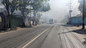 Warga Berlarian, Lahan Kosong di Depan SDN 01 Driyorejo diLahap Si Jago Merah