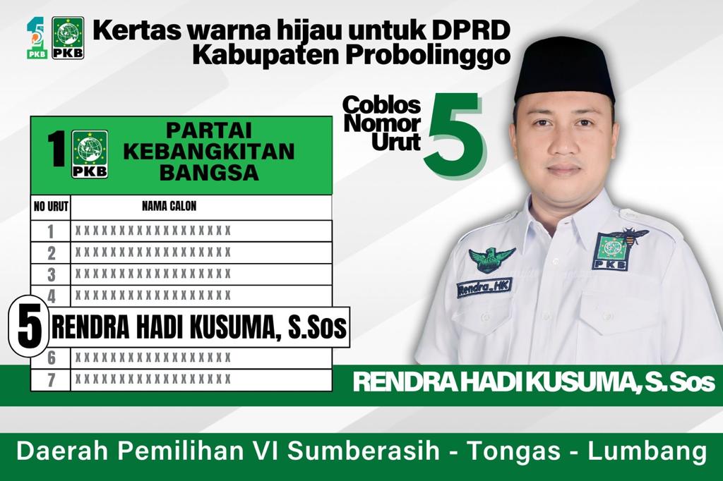 Rendra Hadi Kusuma,S.Sos., Ikut Terpanggil mewakili Kaum Milenial Pada Kontestasi Pemilu Legislatif 2024, CALEG PKB Kabupaten Probolinggo
