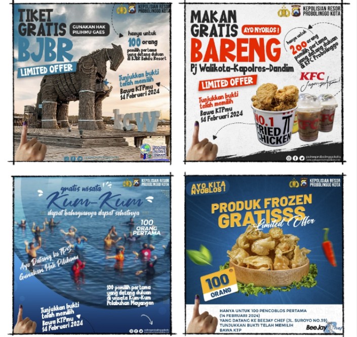 Dorong Partisipasi Pemilih Pada Pemilu 2024, Polres Probolinggo Kota Gelar program Makan Gratis dan Wisata Gratis