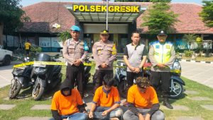 Polsek Gresik Kota Berhasil Amankan Tiga Pelaku Curanmor Beraksi di Pekelingan