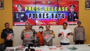 Kurang Dari 12 Jam Polres Batu Amankan Tersangka Penembakan Tukang Bakso