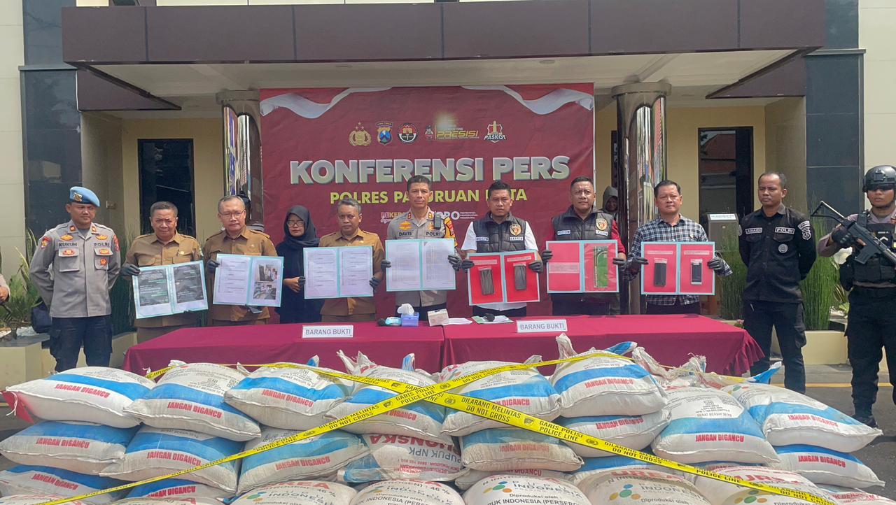 Polres Pasuruan Kota, Ungkap Penimbunan 2,8 Ton Pupuk Subsidi Sesuai Dengan Agenda Asta Cita