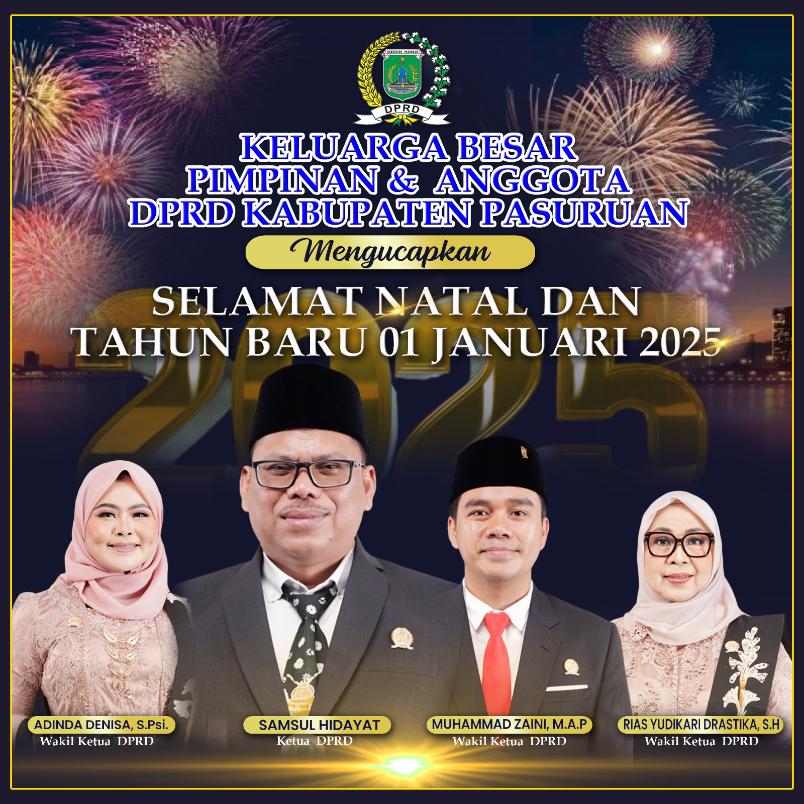 Keluarga Besar DPRD Kabupaten Pasuruan Mengucapkan Selamat Tahun Baru 2025