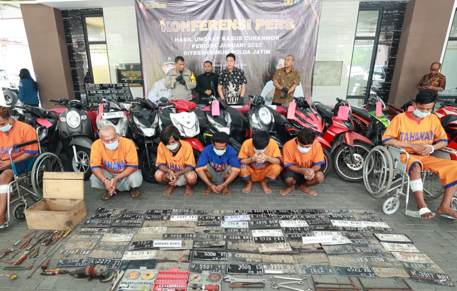 Polda Jatim Ungkap Jaringan Curanmor Lintas Kota, Amankan 134 Ranmor