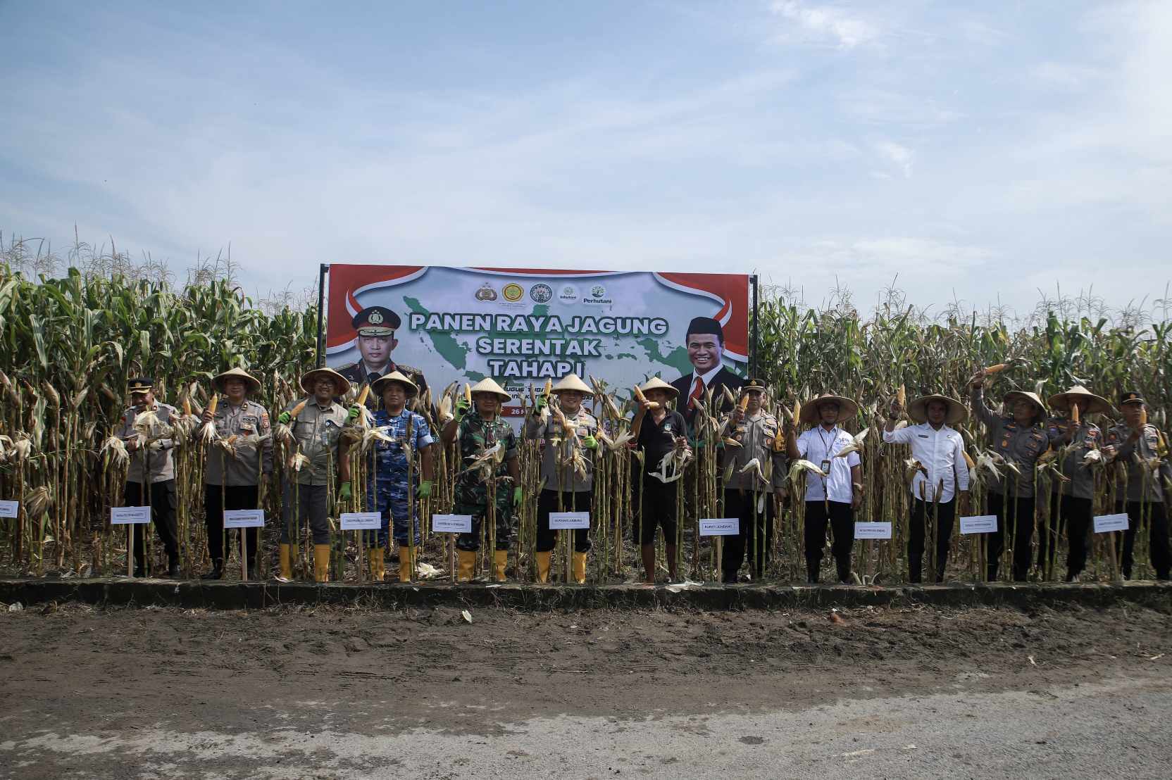 Wujudkan Swasembada Pangan, Polres Jombang Panen Raya Jagung Tahap I.