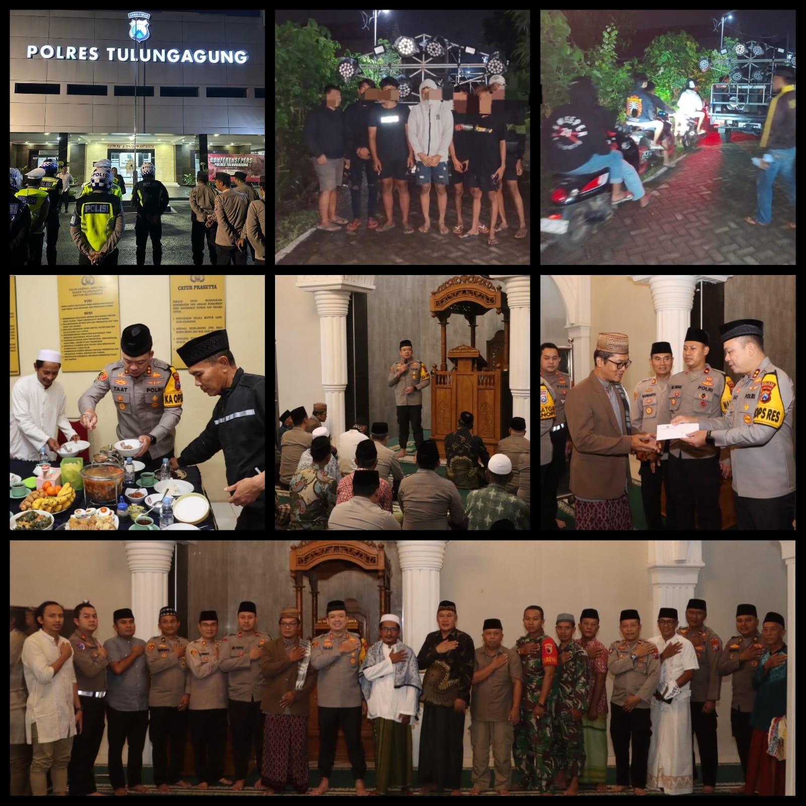 Pimpin Patroli Skala Besar, Kapolres Tulungagung Sahur Bersama dan Safari Subuh di Rejotangan