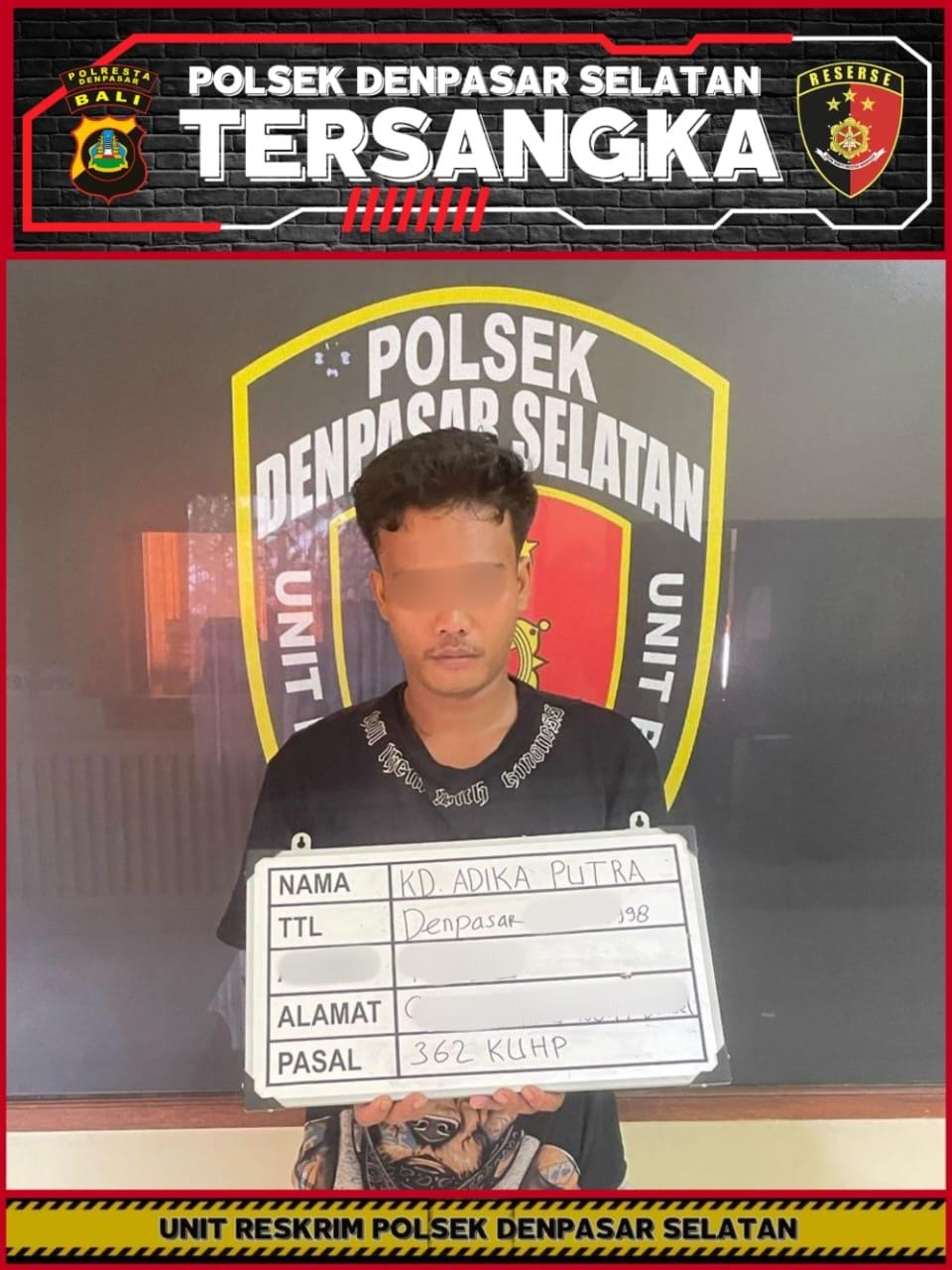 Unit Reskrim Polsek Denpasar Selatan Amankan Pelaku Pencurian Burung yang Viral di Media Sosial