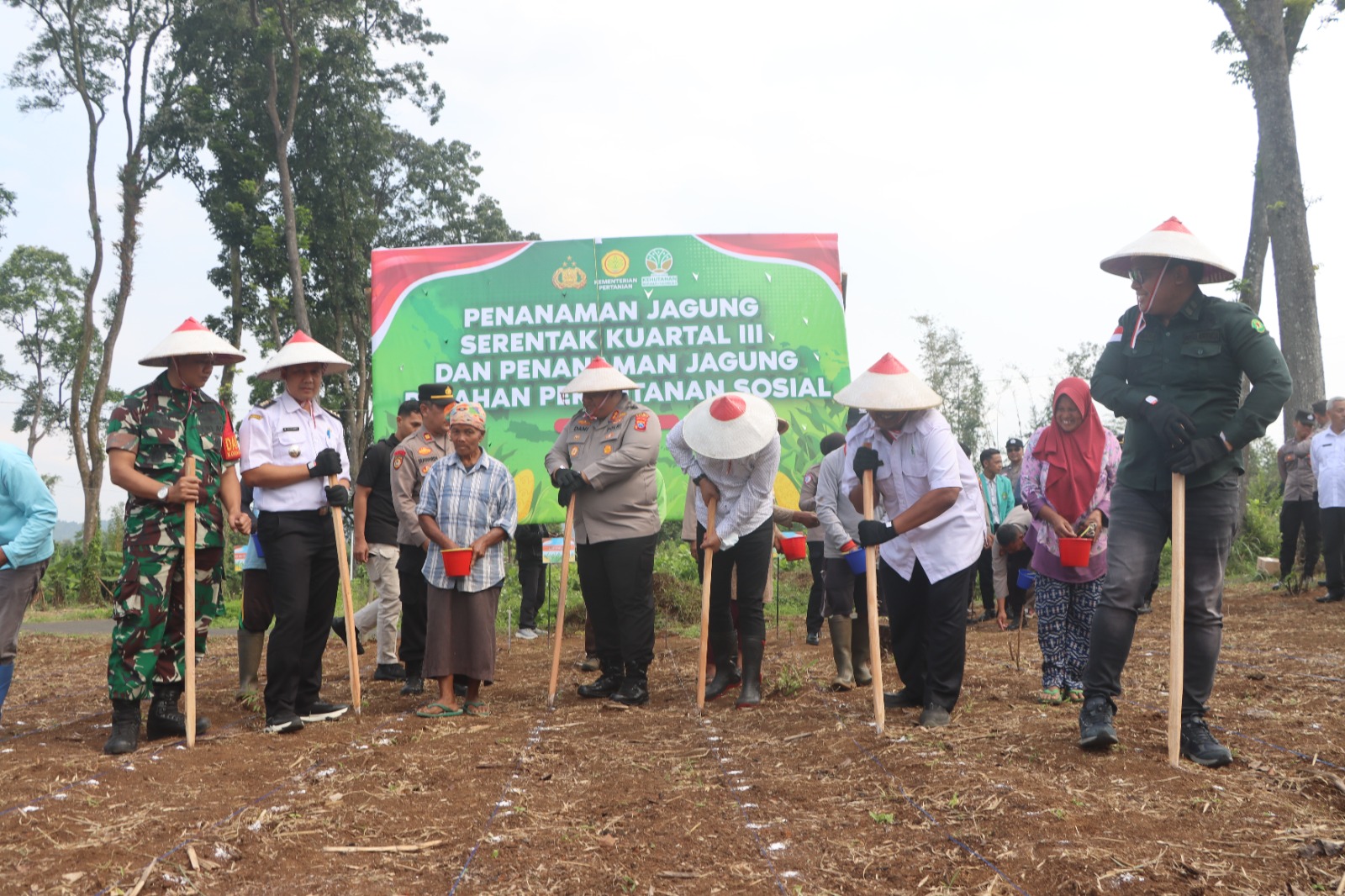 Kolaborasi Untuk Swasembada : Polres Pasuruan Tanam Jagung Serentak di Lahan Perhutanan Sosial