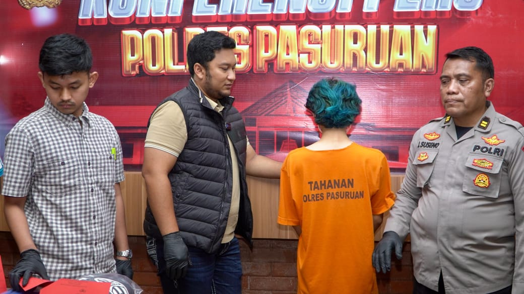 Polres Pasuruan Amankan Pelaku Pelempar Bom Molotov Pos Lantas Pandaan