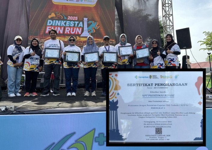 Puskemas Besuki Raih Penghargaan Terbaik Pertama Capaian CKG 2025 di Tulungagung