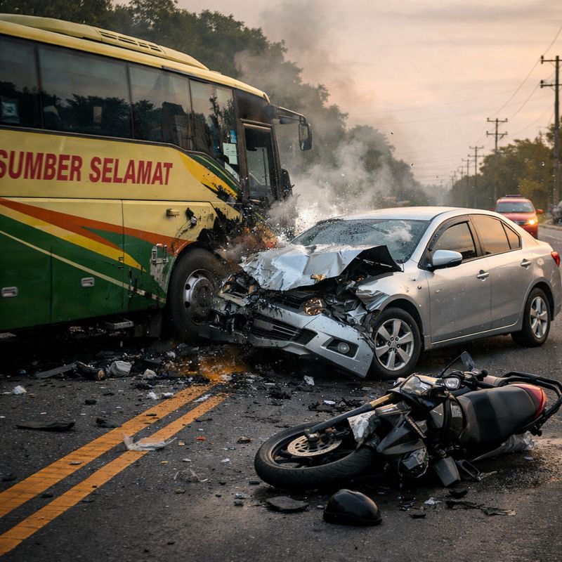 Kecelakaan Beruntun di Balongbendo, Aksi Nekat Bus Kembali Makan Korban