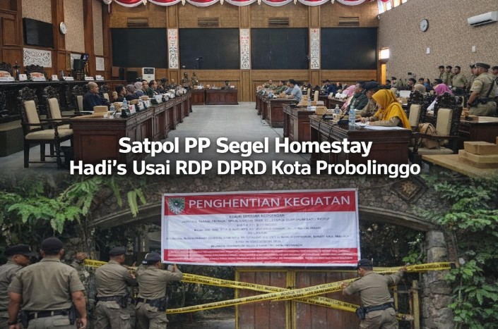 Hasil RDP DPRD Berbuah Tindakan, Satpol PP Resmi Segel Homestay Hadi’s di Kademangan