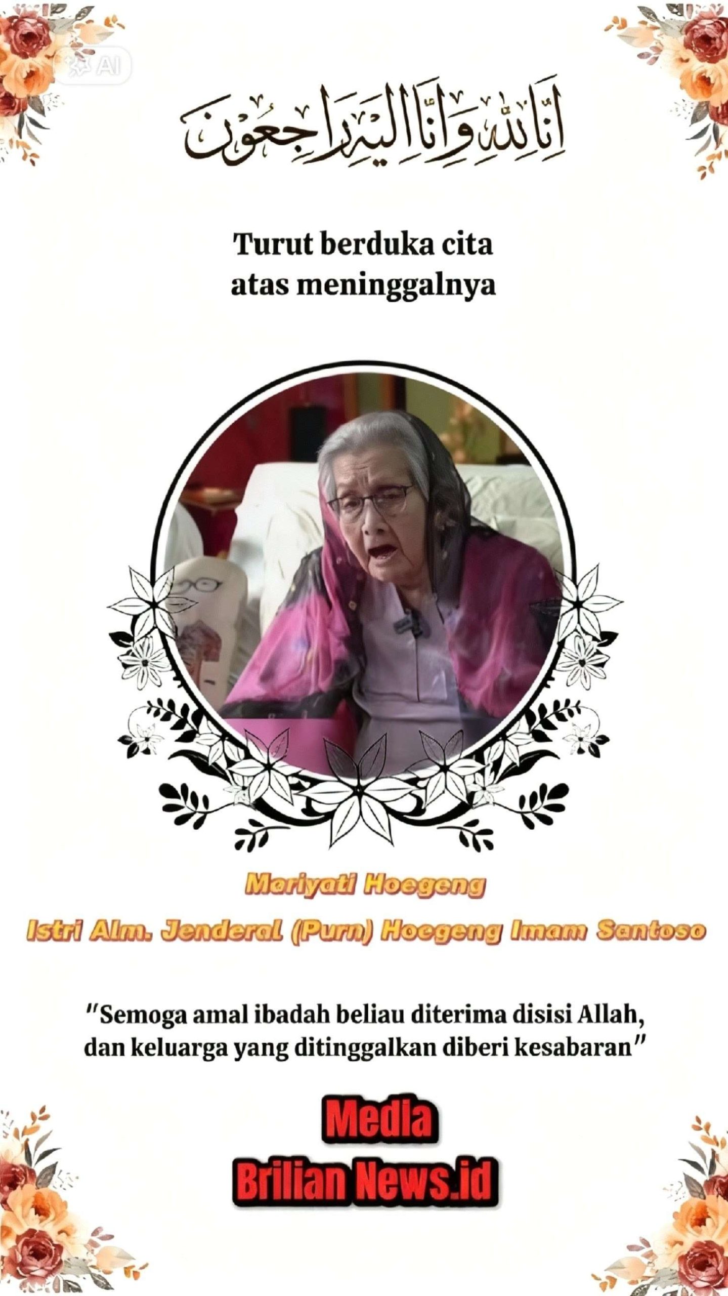 Meriyati Roeslani Hoegeng Wafat di Usia 100 Tahun, Dimakamkan di Giri Tama