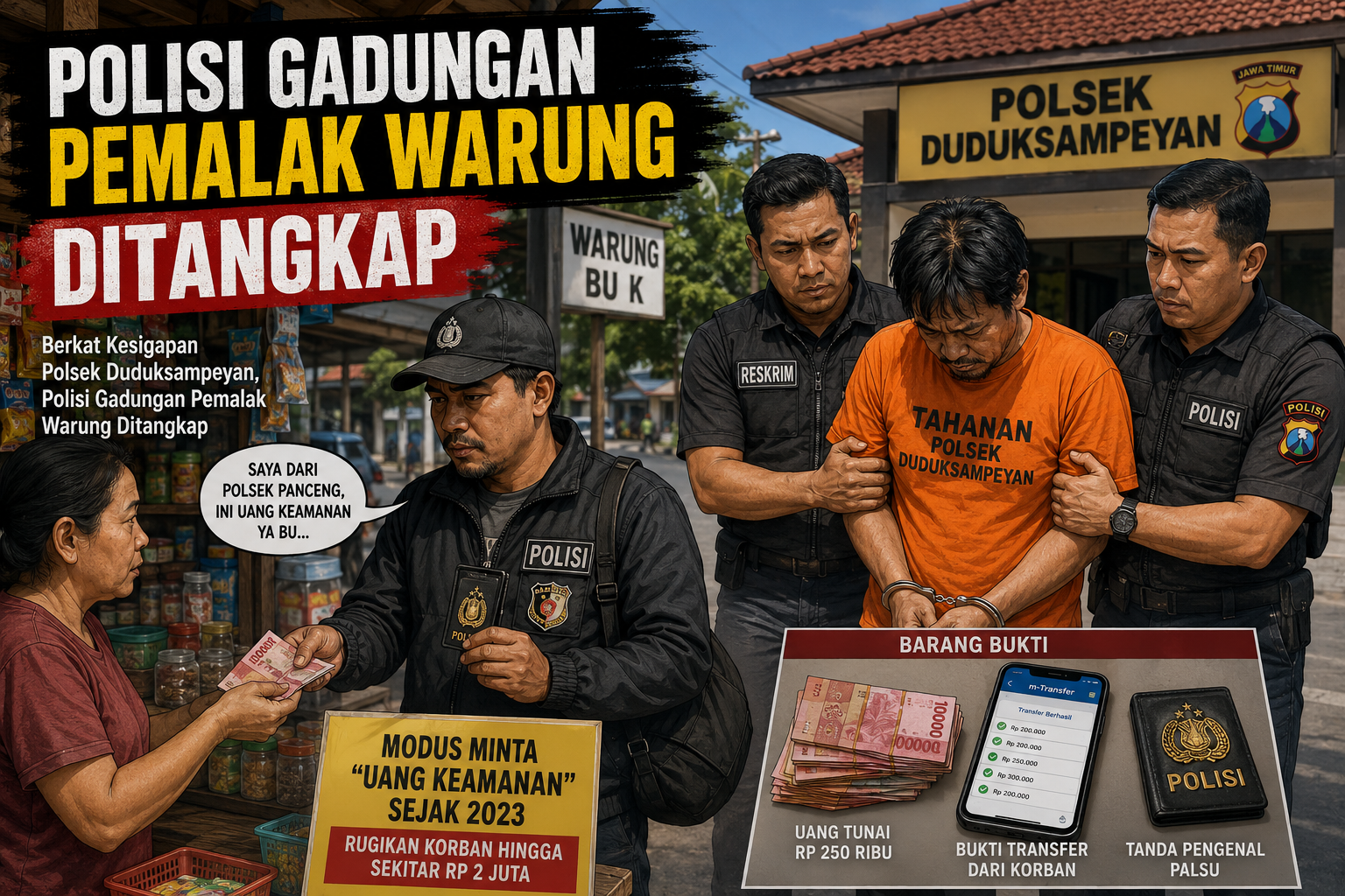 Berkat Kesigapan Polsek Duduksampeyan, Polisi Gadungan Pemalak Warung Ditangkap