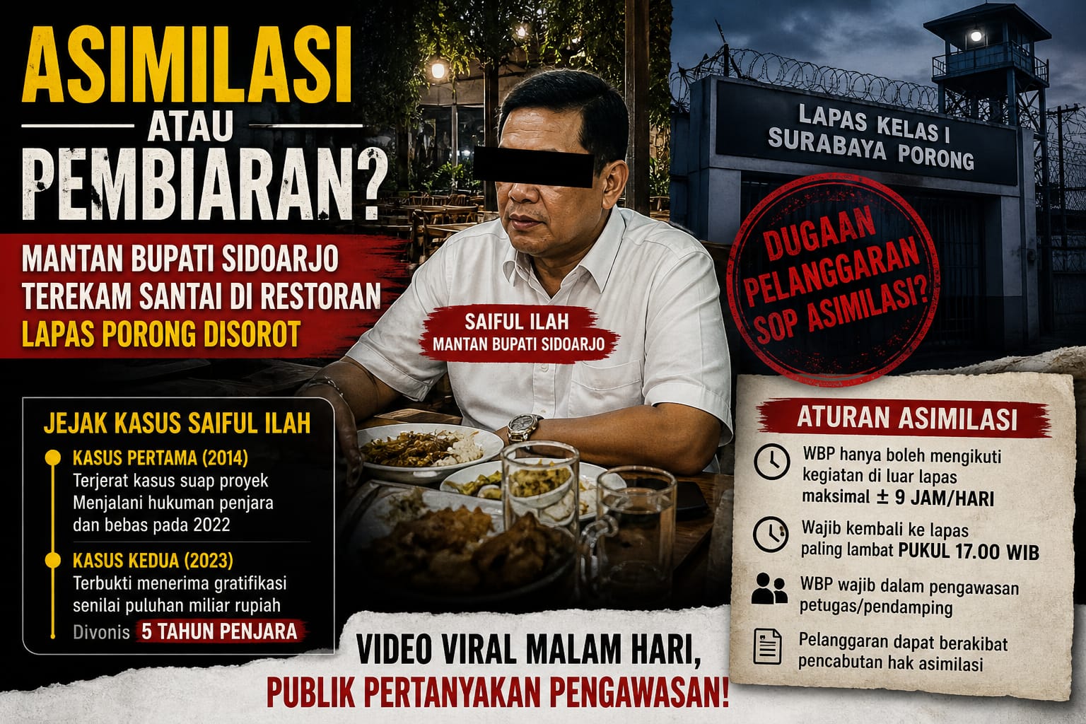 Masih Dipenjara, Mantan Bupati Sidoarjo Terekam di Restoran Lapas Klas 1 Surabaya Dipertanyakan