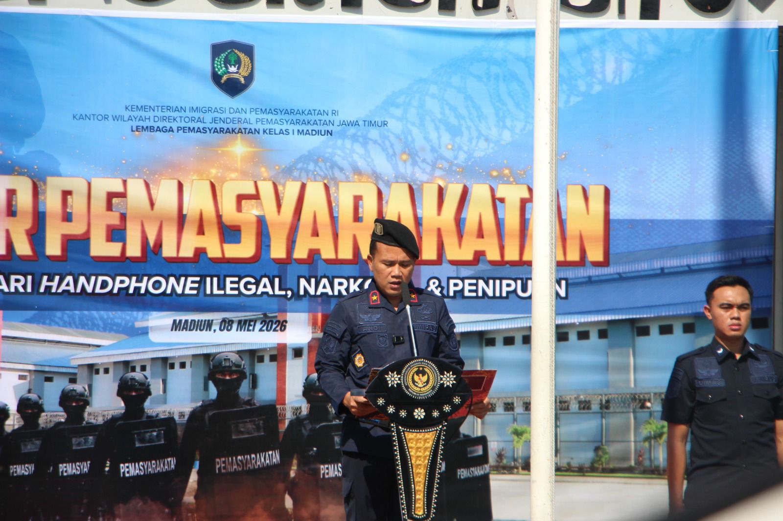 Wujudkan Lapas Bersih, Lapas I Madiun Gelar Ikrar Pemasyarakatan Bersih dari Handphone Ilegal, Narkoba, dan Penipuan