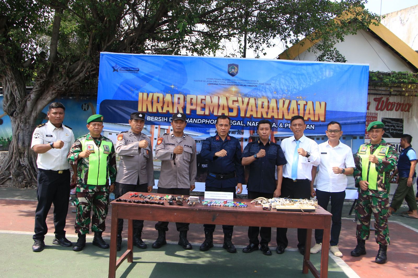 Cegah Gangguan Keamanan, Lapas I Madiun Tingkatkan Kewaspadaan Lewat Razia Gabungan Bersama APH