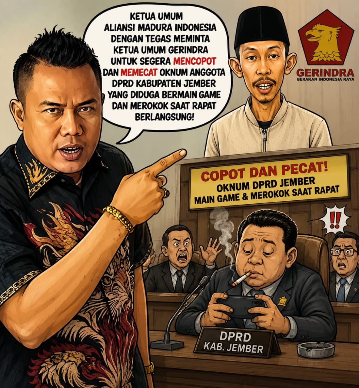 AMI Desak Prabowo Copot Oknum Anggota DPRD Jember yang Viral Main Game dan Merokok Saat Rapat