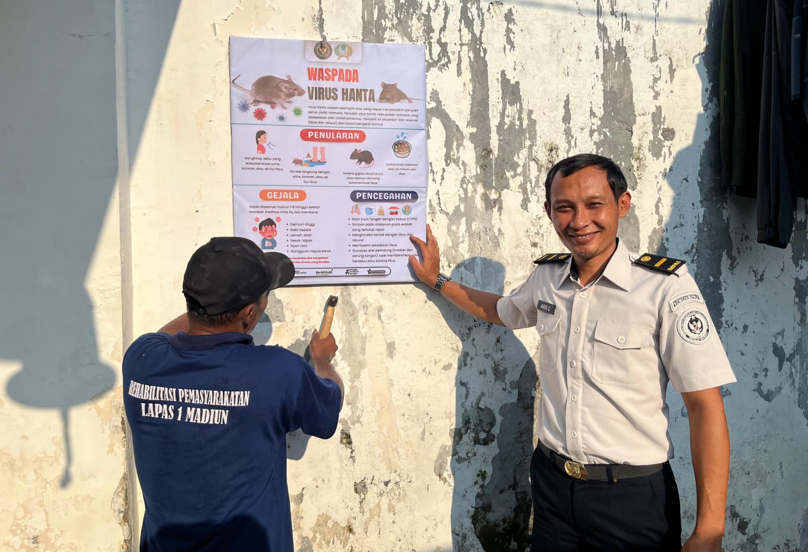 Antisipasi Penyebaran Hantavirus, Lapas Kelas I Madiun Lakukan Langkah Preventif Pencegahan Hantavirus Melalui Pemasangan Banner Edukasi Kesehatan