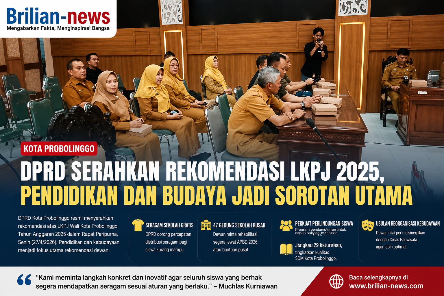 DPRD Kota Probolinggo Soroti Pendidikan dan Budaya, Seragam Gratis hingga Rehabilitasi Sekolah Jadi Prioritas