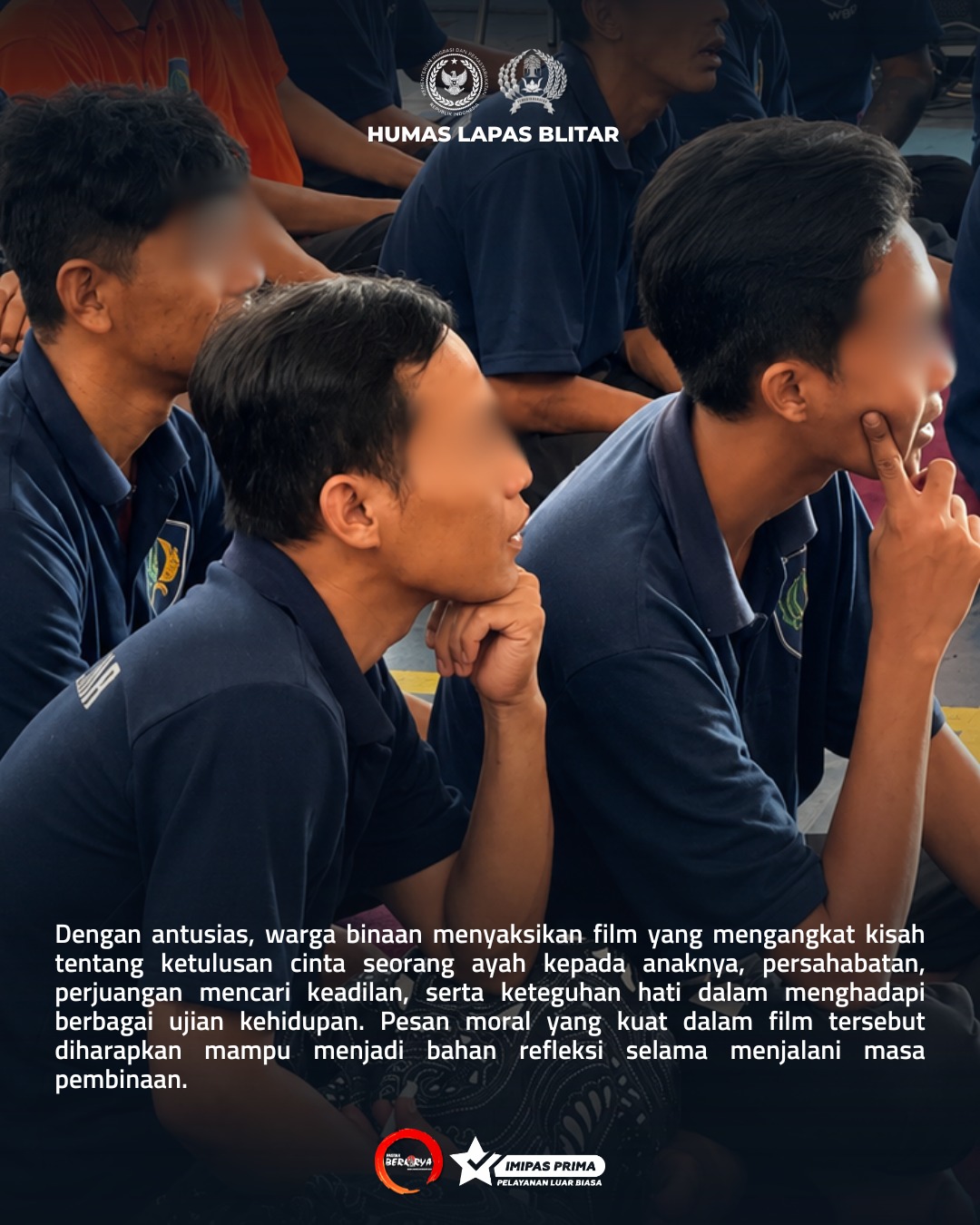 Nobar Miracle in Cell No. 7, Lapas Blitar Tanamkan Nilai Kemanusiaan dan Penguatan Karakter Warga Binaan