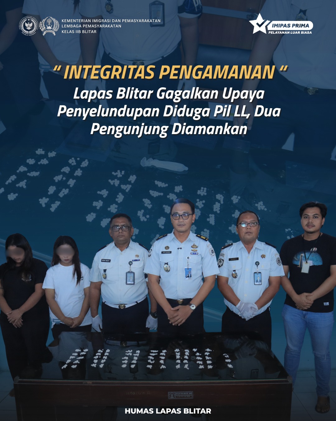 Lapas Blitar Gagalkan Upaya Penyelundupan Diduga Pil LL, Dua Pengunjung Diamankan