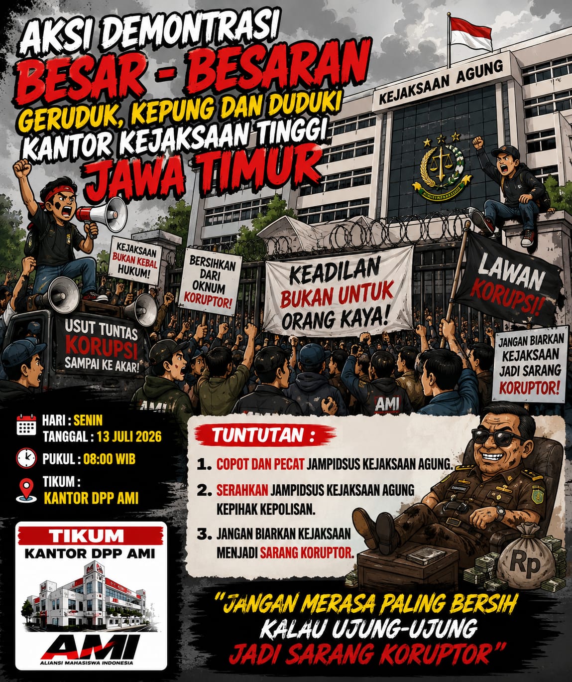 AMI Siapkan Aksi Besar di Kejati Jatim, Tuntut Penanganan Tegas Dugaan Kasus Oknum Jampidsus