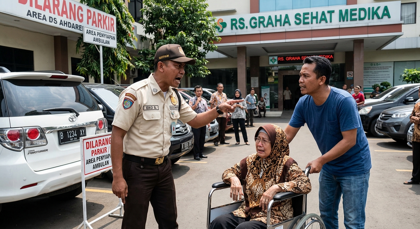 Lansia Penjenguk Pasien Diduga Dibentak Gegara Salah Parkir, Satpam RS Graha Sehat Medika Disorot