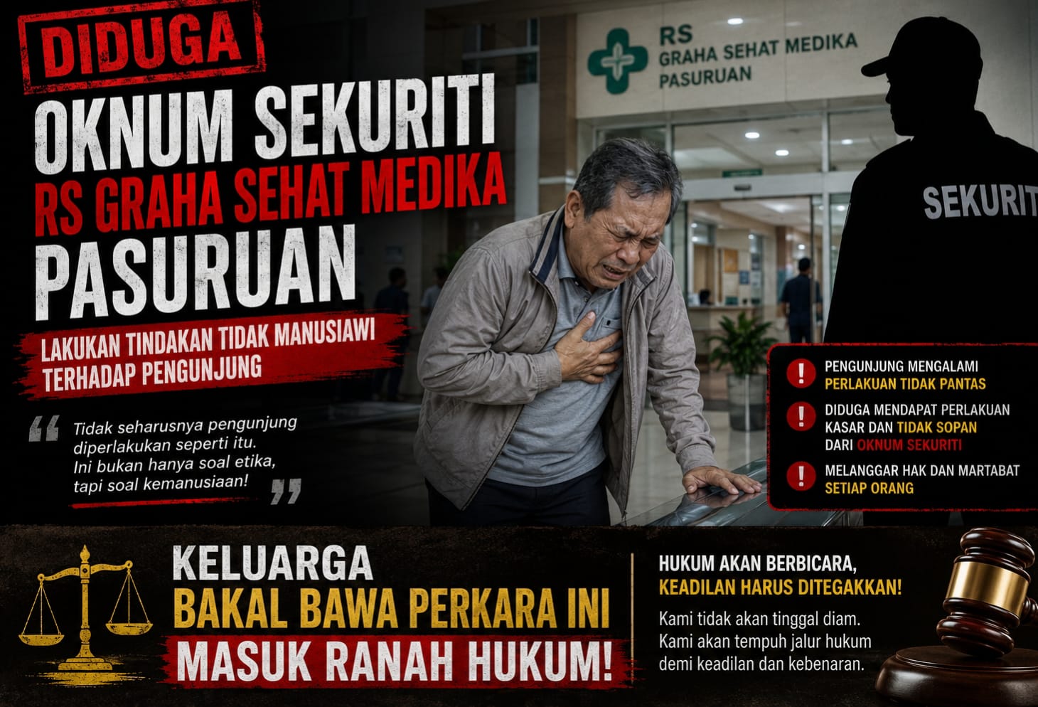 Dibentak Sekuriti, Lansia Masuk Rumah Sakit, Keluarga Desak Dirut RS Graha Sehat Medika Bertanggung Jawab dan Minta Dua Oknum Dipecat dan Dipenjara