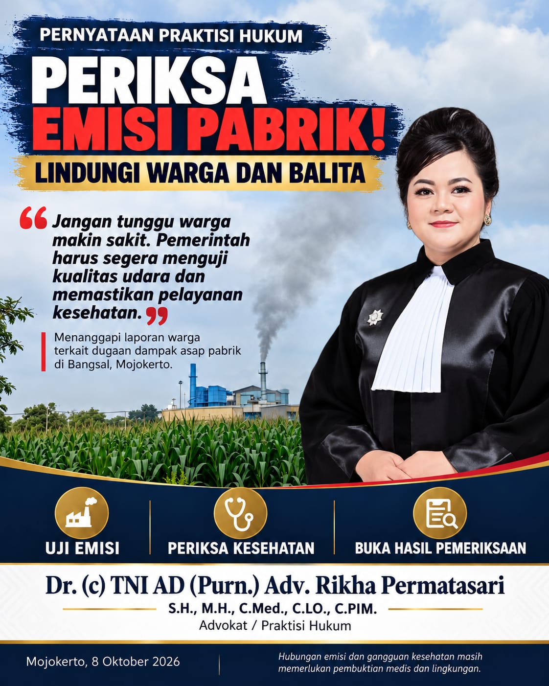 RIKHA PERMATASARI: “JANGAN TUNGGU WARGA TUMBANG BERJATUHAN, PERIKSA EMISI PABRIK DAN LINDUNGI BALITA SEKARANG!”