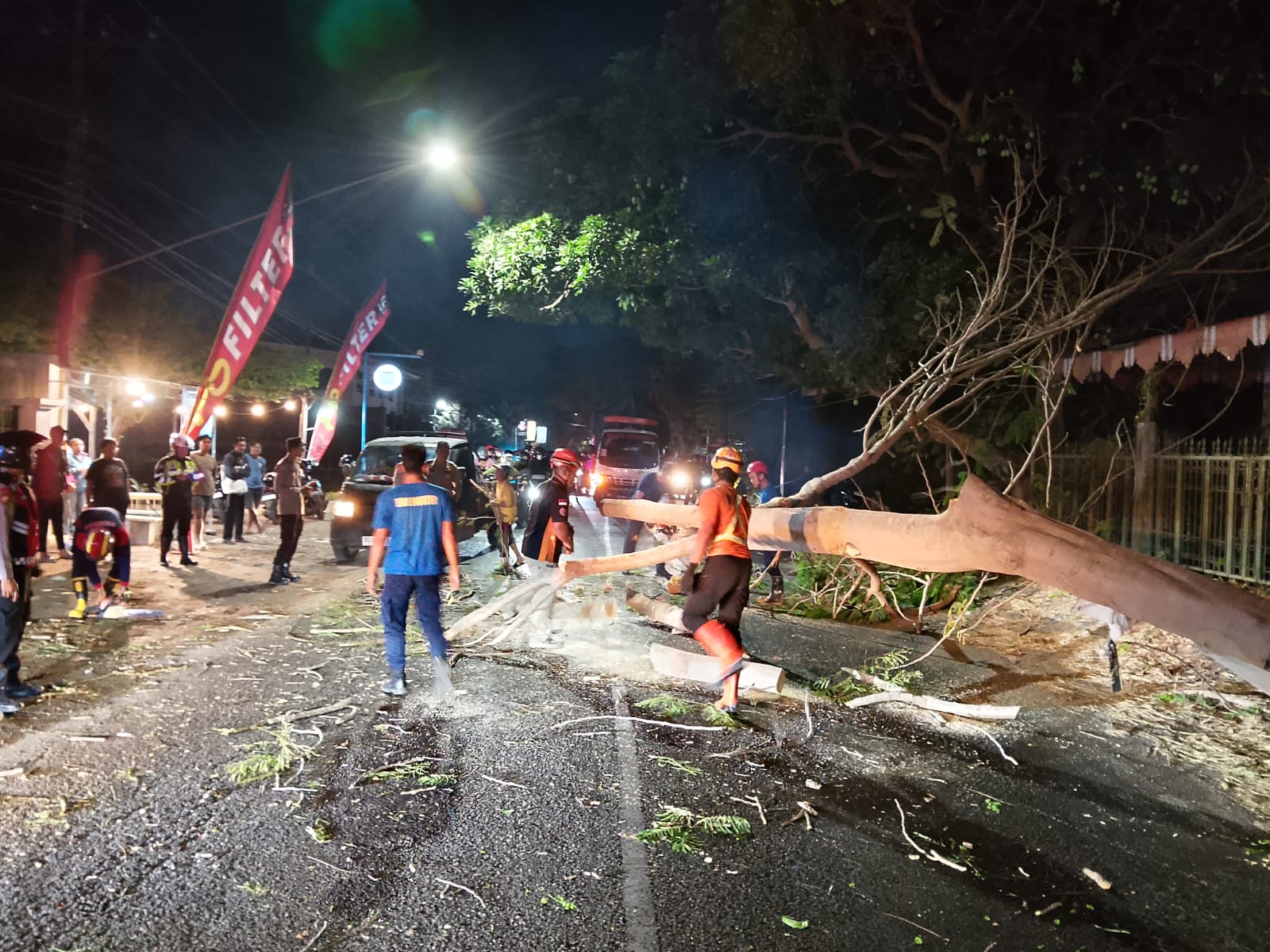 BPBD Tulungagung Gerak Cepat Tangani Pohon Tumbang di Depan Gedung PGRI