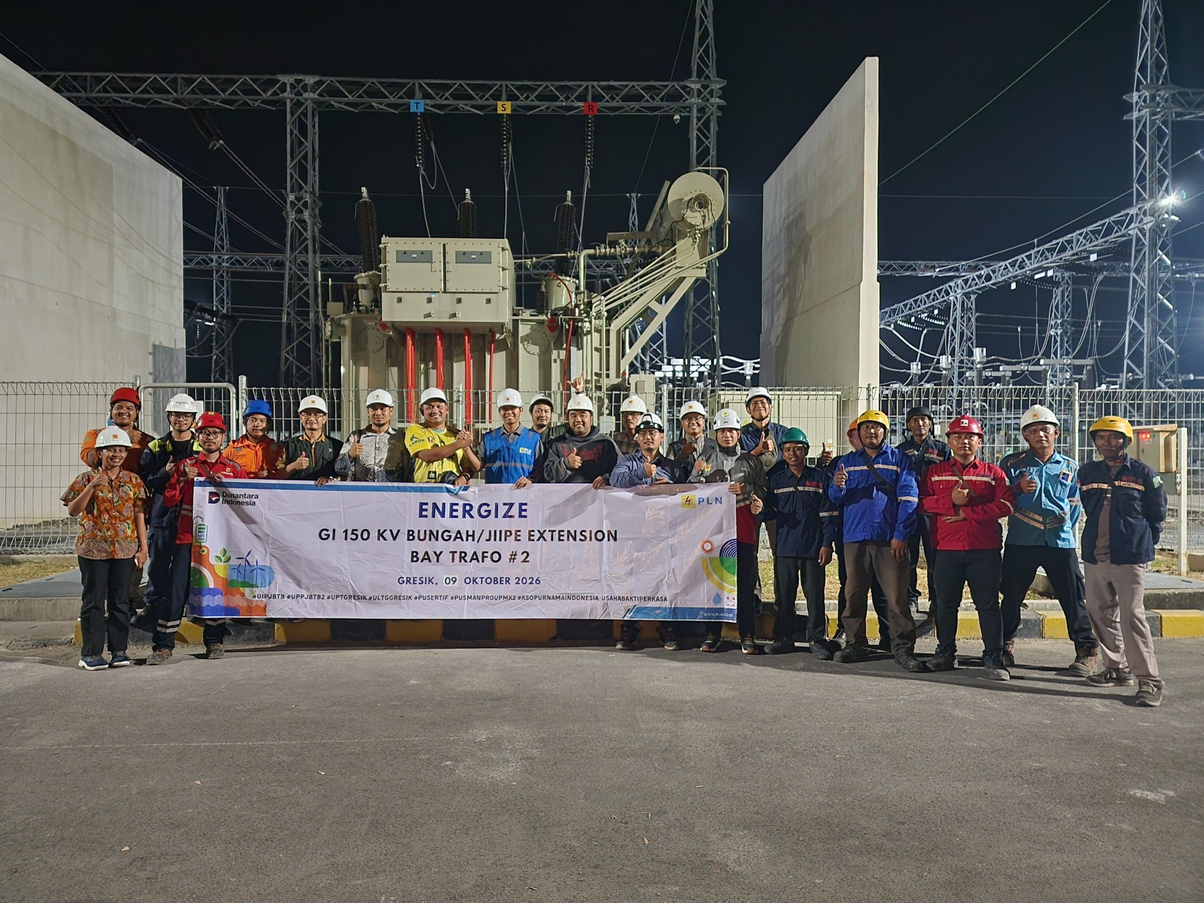 Wujud Sinergi Lintas Instansi, PLN UIP JBTB Sukses Lakukan Energize Trafo Tenaga 2 (60 MVA) GI 150 kV Bungah untuk Tingkatkan Keandalan Kelistrikan Kabupaten Gresik