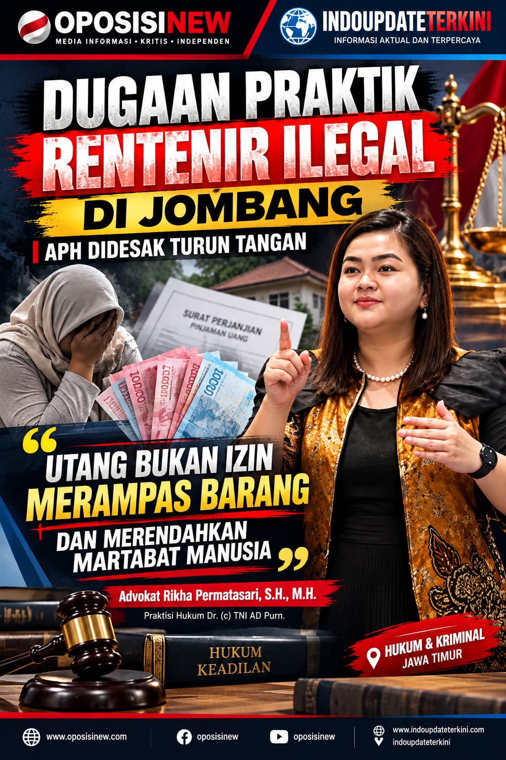 Utang Bukan Alasan Merampas Barang, Advokat Rikha Permatasari Angkat Dugaan Rentenir Ilegal di Jombang